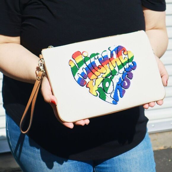 NWT Michael Kors RAINBOW LGBTQ Pride Large Zip Clutch Pouch - Picture 2 of 15